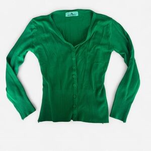 Green Button-Up Women's Sweater